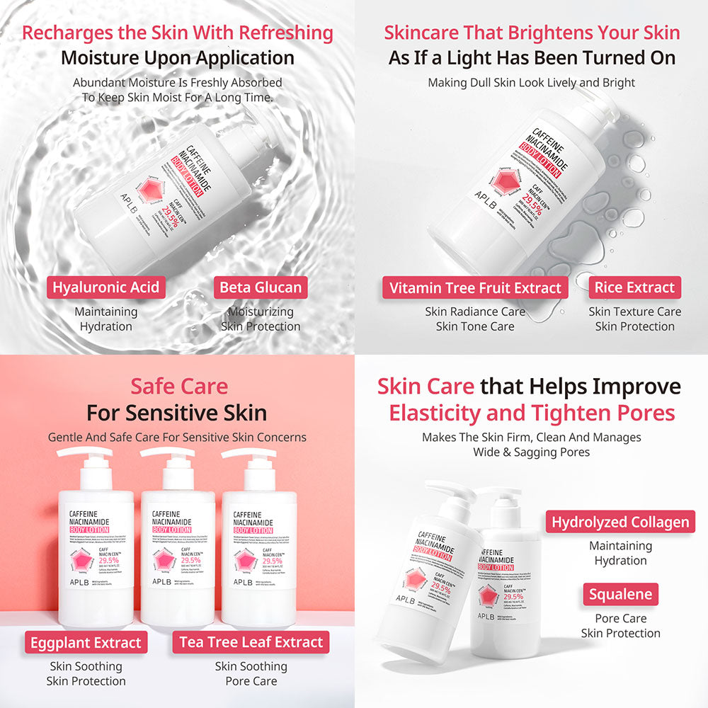 APLB Caffeine & Niacinamide Body Lotion – Ενυδατική για Τόνωση & Εξομάλυνση Σώματος