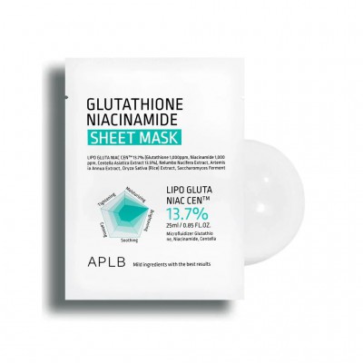 APLB Glutathione Niacinamide Sheet Mask - Μάσκα λάμψης και βαθιάς ενυδάτωσης