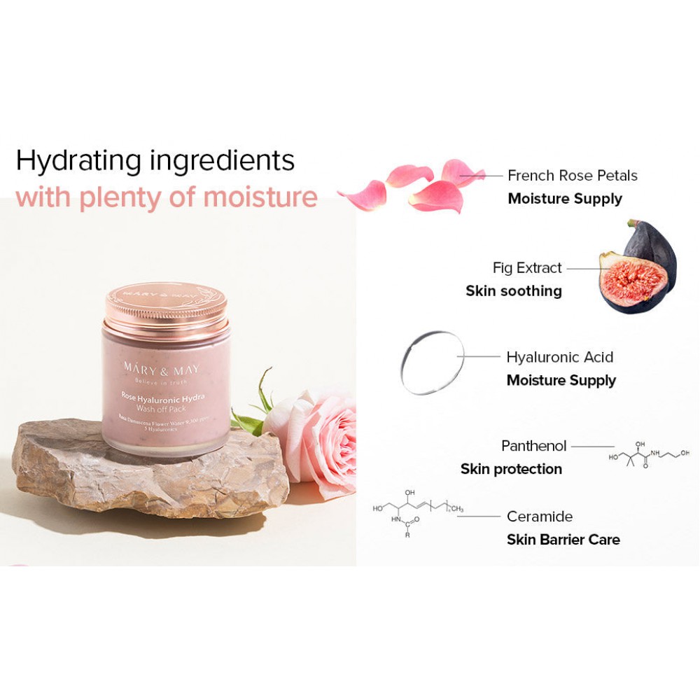 Mary&May Rose Hyaluronic Hydra Wash Off Pack - Μάσκα αργίλου με τριαντάφυλλο