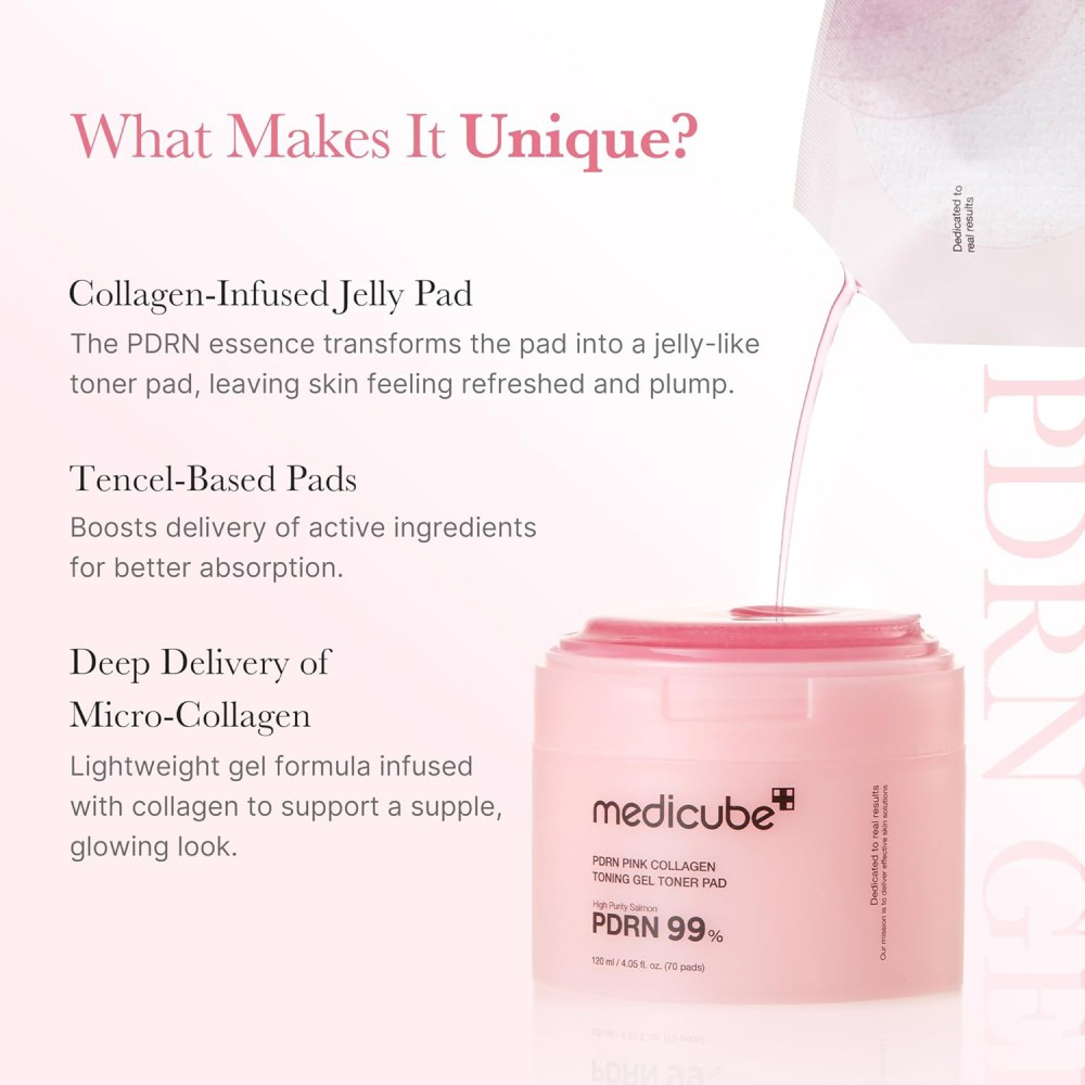 Medicube PDRN Pink Collagen Toning Gel Toner Pad - Επιθέματα εντατικής ενυδάτωση, σύσφιξης & λάμψης