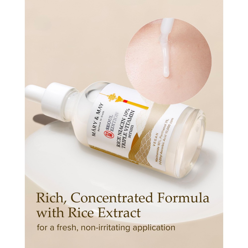 Mary&May Rice Niacin 10% Triple Vitamin Serum - Βιταμινούχος ορός για ομοιόμορφο δέρμα