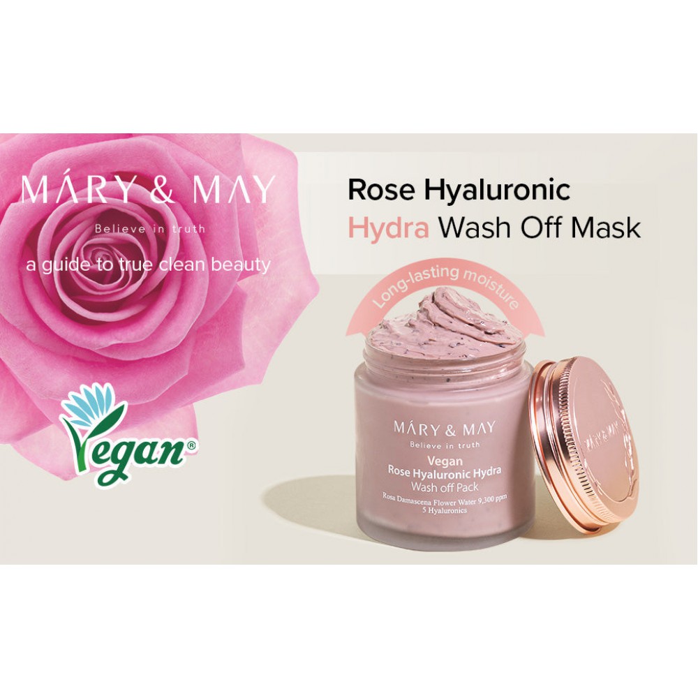 Mary&May Rose Hyaluronic Hydra Wash Off Pack - Μάσκα αργίλου με τριαντάφυλλο