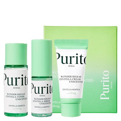 PURITO Wonder Releaf Centella Mini Kit Unscented - Σετ προϊόντων για καταπράυνση