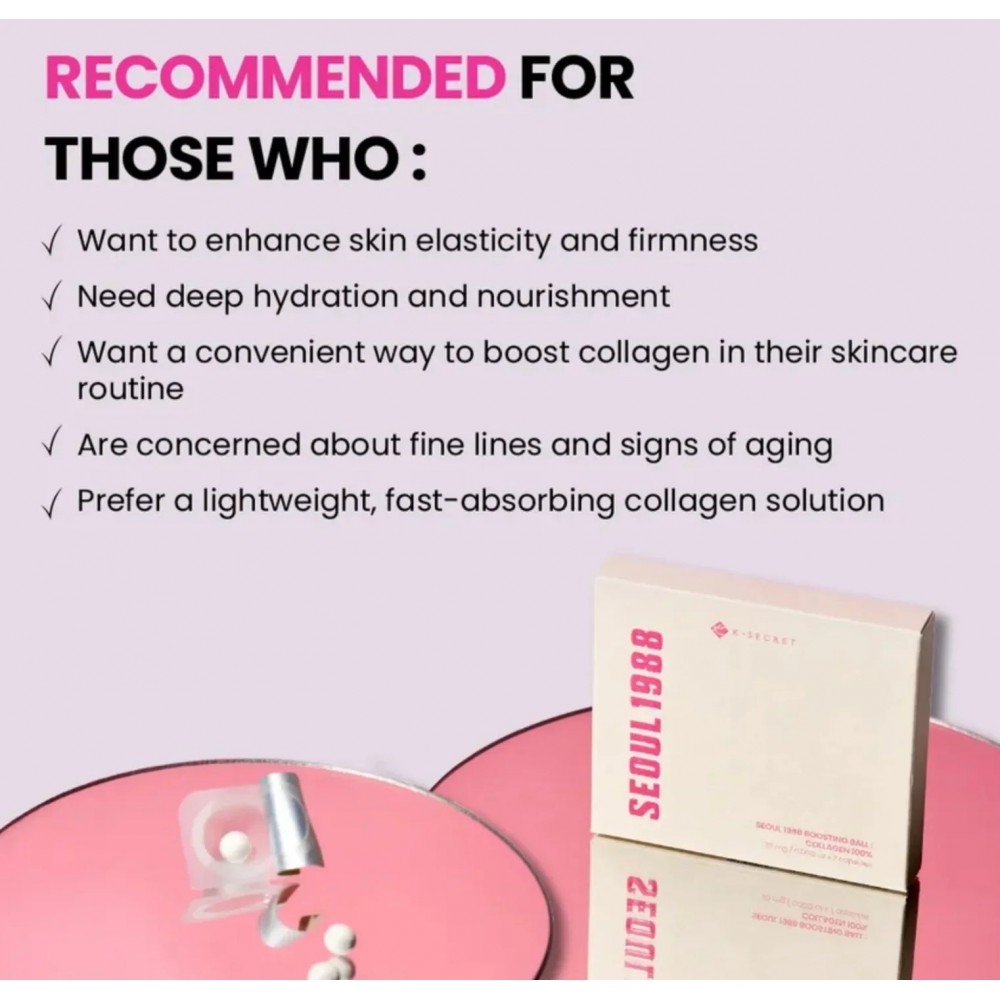 K-SECRET SEOUL 1988 Boosting Ball : Collagen 100% - 100% Υδρολυμένο Κολλαγόνο για Σφριγηλή και Ενυδατωμένη Επιδερμίδα
