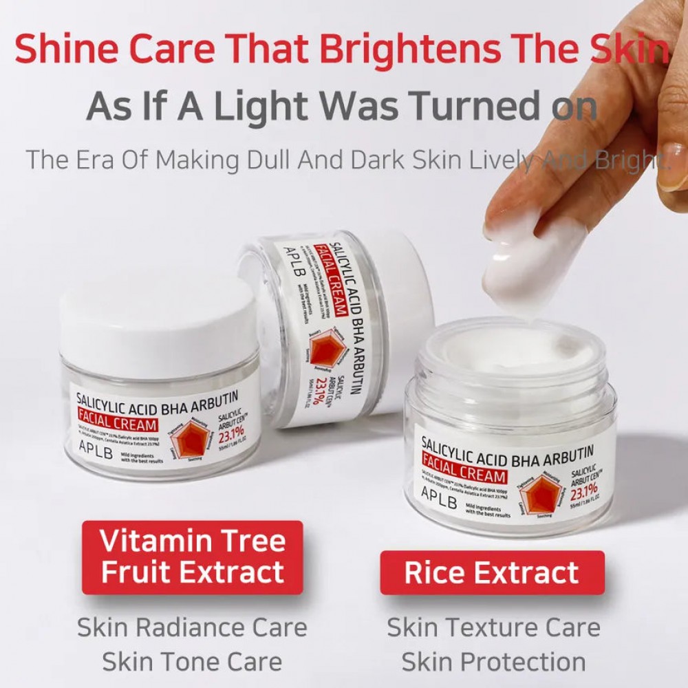 APLB Salicylic Acid BHA Arbutin Facial Cream - Ενυδατική κρέμα για καθαρή, ομοιόμορφη επιδερμίδα